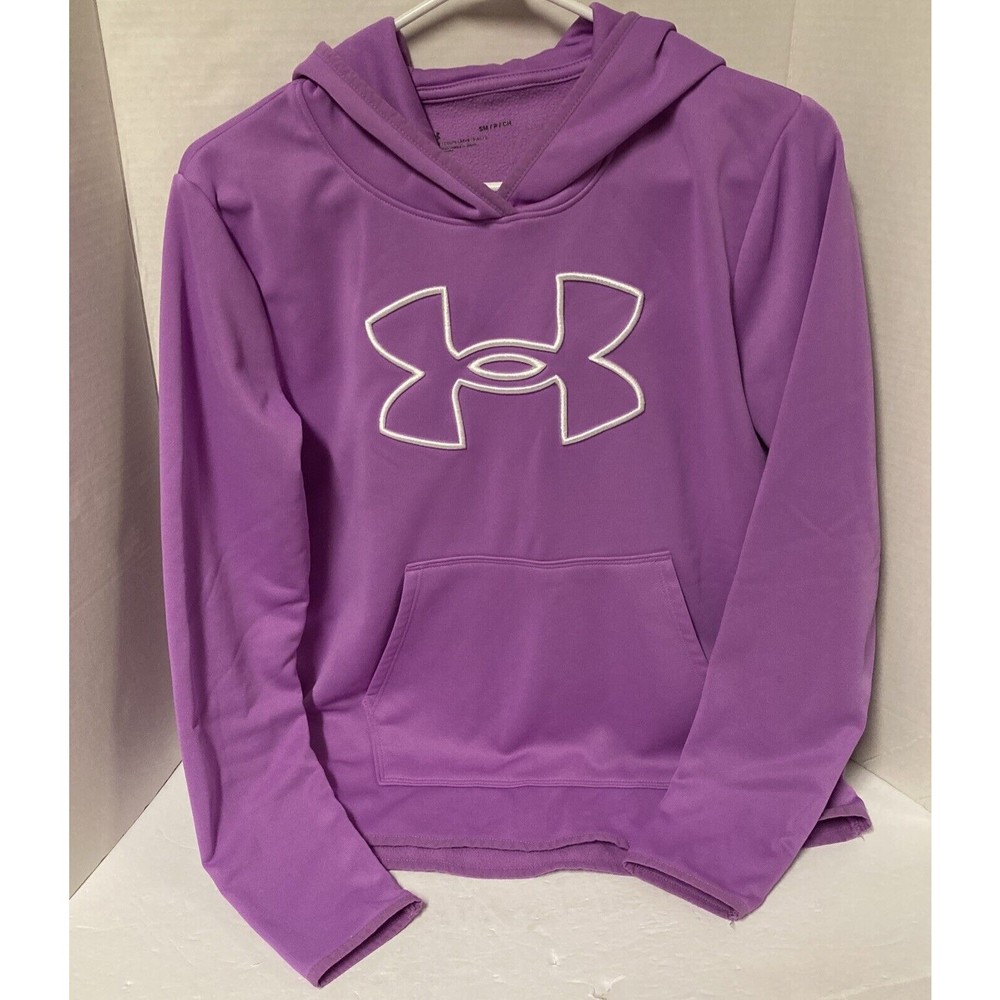 Under Armour Logo Pink 1358227 Hoodie Womens Loose Pullover Workout Hooded Sz S